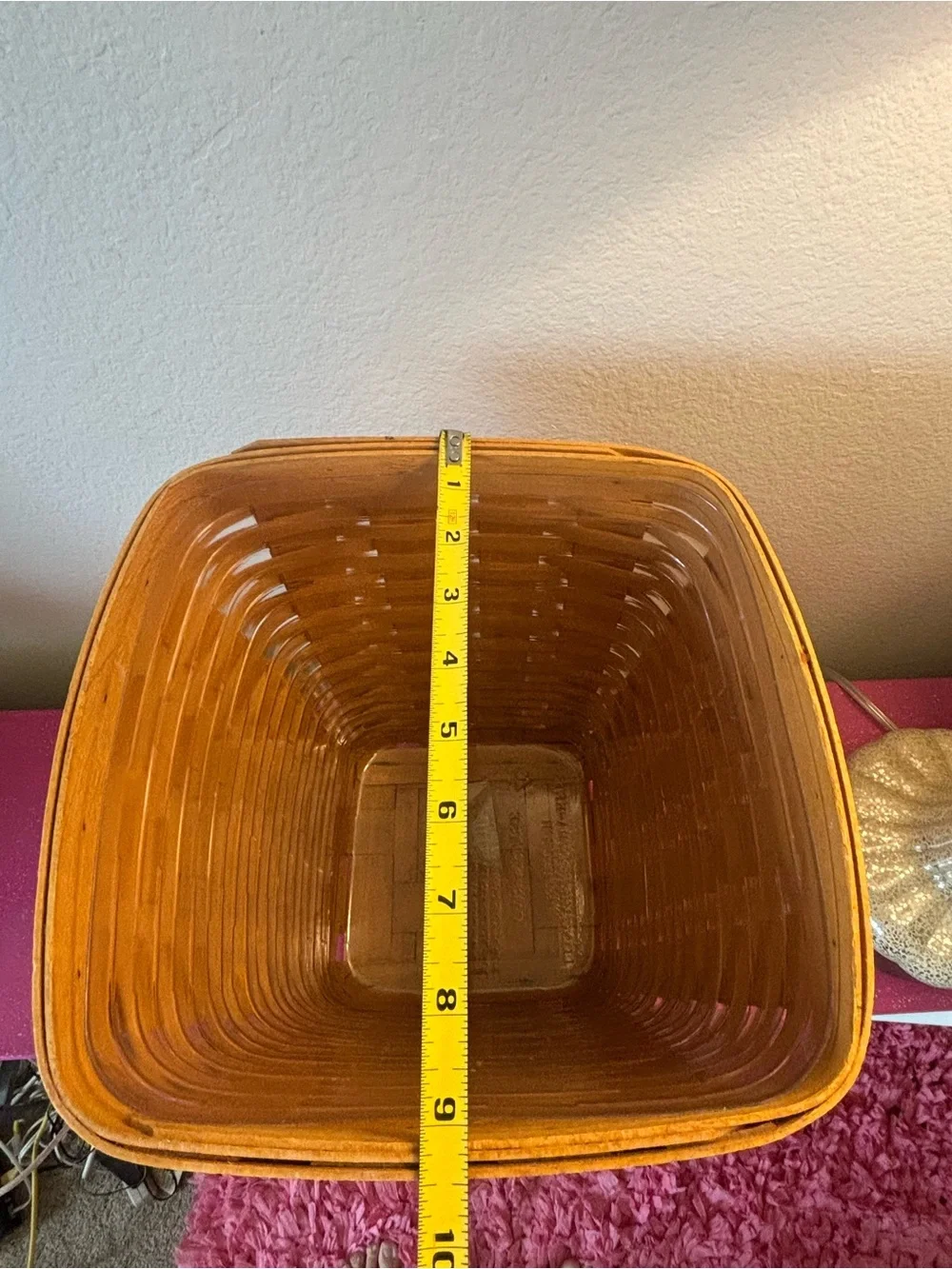 Vintage 1996 Longaberger Waste Basket with Plastic Protector, Honey-Tone